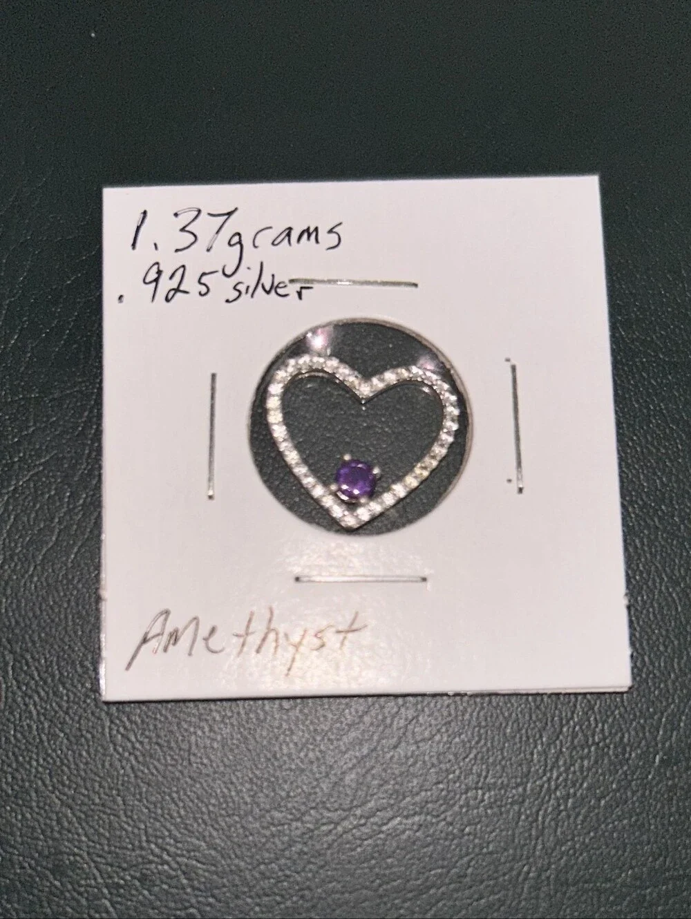 Sterling Silver Heart Pendant with Amethyst Accent - Purple & Silver